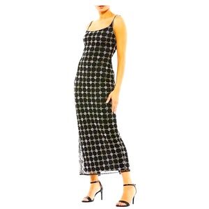 Elegant Black Mac Duggal beaded gown size 10